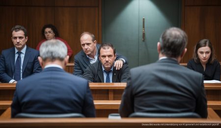 Gerichtsszene in Palma de Mallorca während des Prozesses gegen einen Mann, der eine Minderjährige vergewaltigt haben soll.