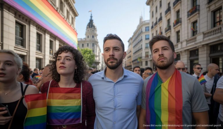 Regenbogenflagge am Regierungsgebäude in Inca