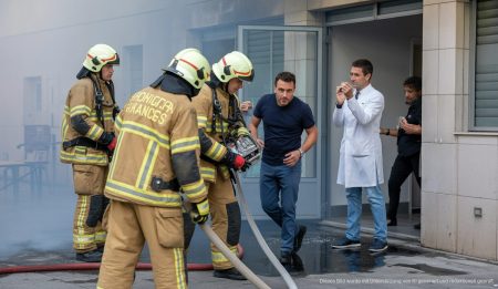 Brand im Krankenhaus von Manacor in Spanien, Feuerwehr im Einsatz