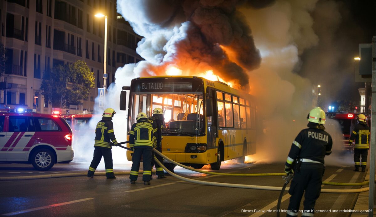 Busbrand auf der Vía de Cintura in Palma de Mallorca