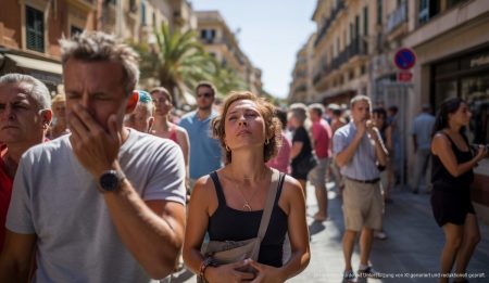 Hitzewelle auf Mallorca: Temperaturen über 37 Grad erwartet Eine heißer Sommertag auf Mallorca mit Menschen auf der Straße
