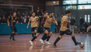 Illes Balears Palma Futsal schließt Saison mit Höhepunkten ab Illes Balears Palma Futsal-Spiel in Aktion, Mannschaft spielt auf einem Futsal-Platz