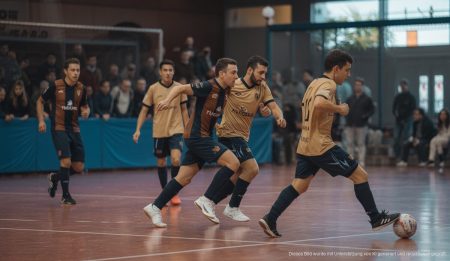 Illes Balears Palma Futsal schließt Saison mit Höhepunkten ab Illes Balears Palma Futsal-Spiel in Aktion, Mannschaft spielt auf einem Futsal-Platz