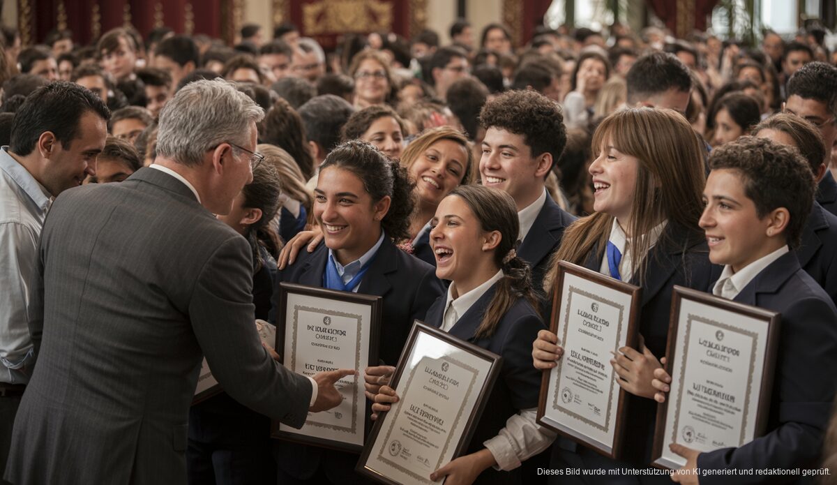 Preise für Lo Pi de Formentor Wettbewerb in Mallorca verliehen Schüler erhalten preis im Lo Pi de Formentor Wettbewerb in Palma de Mallorca