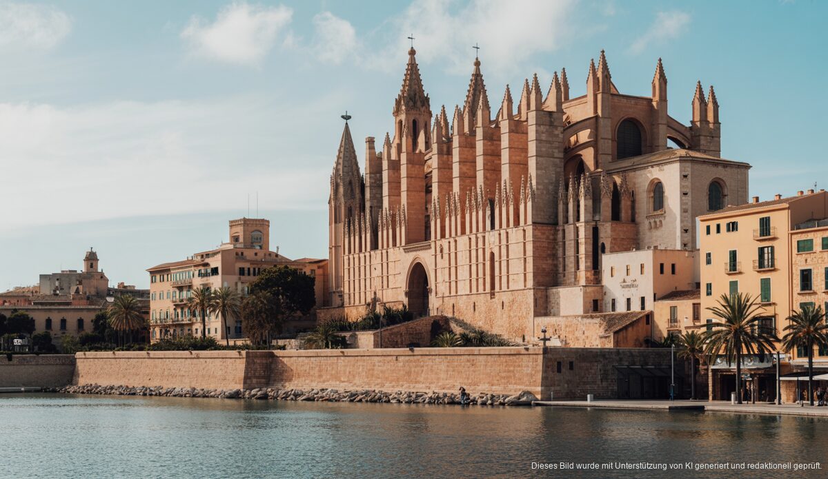 Ein Bild von Palma de Mallorca mit einem Kontrast aus traditionellem und modernem Stadtleben.