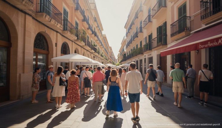 Straßenszene in Palma de Mallorca mit kulturellen Einflüssen