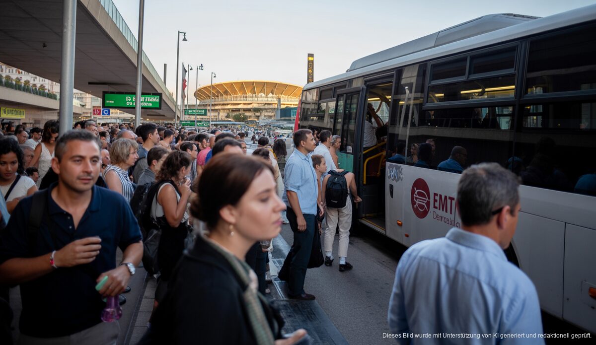 Öffentlicher Transport in Palma bei Nacht mit EMT Bussen