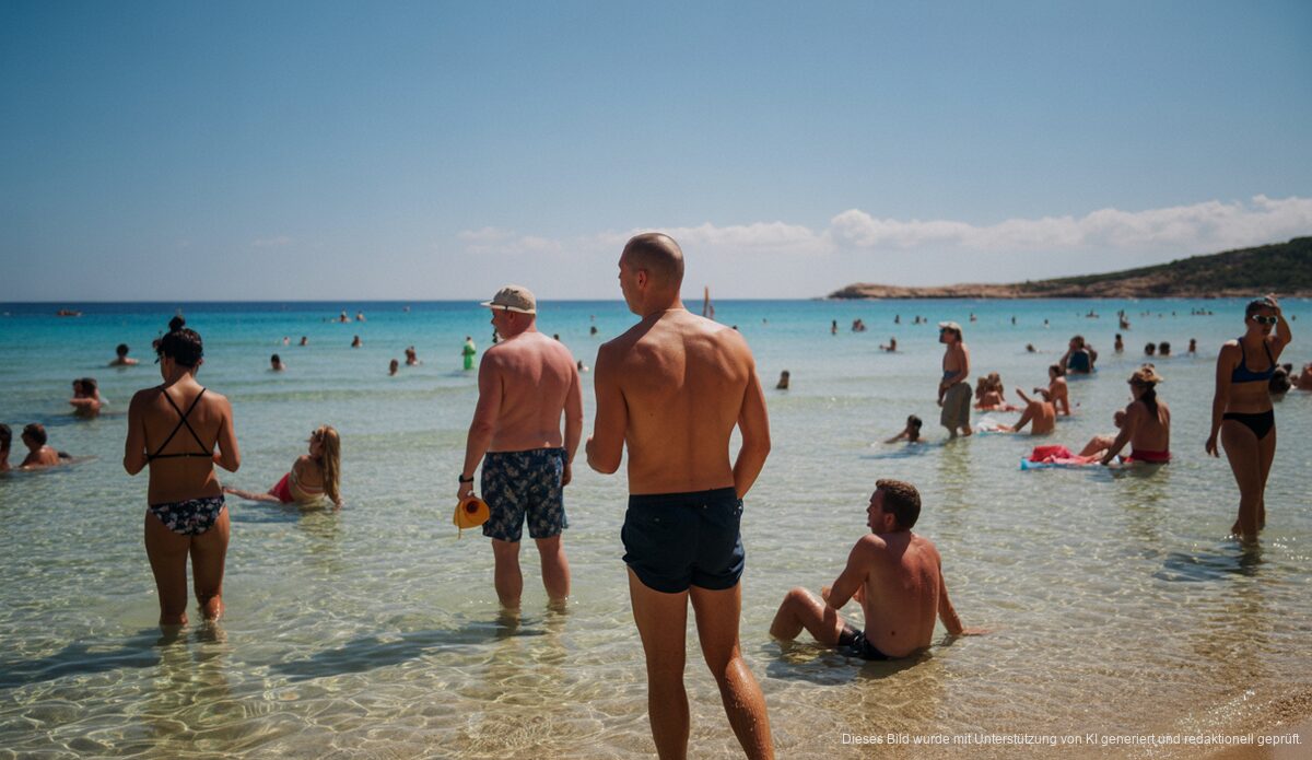 Perfektes Sommerwetter in Cala Millor mit sonnigem Strand und klarem Himmel auf Mallorca