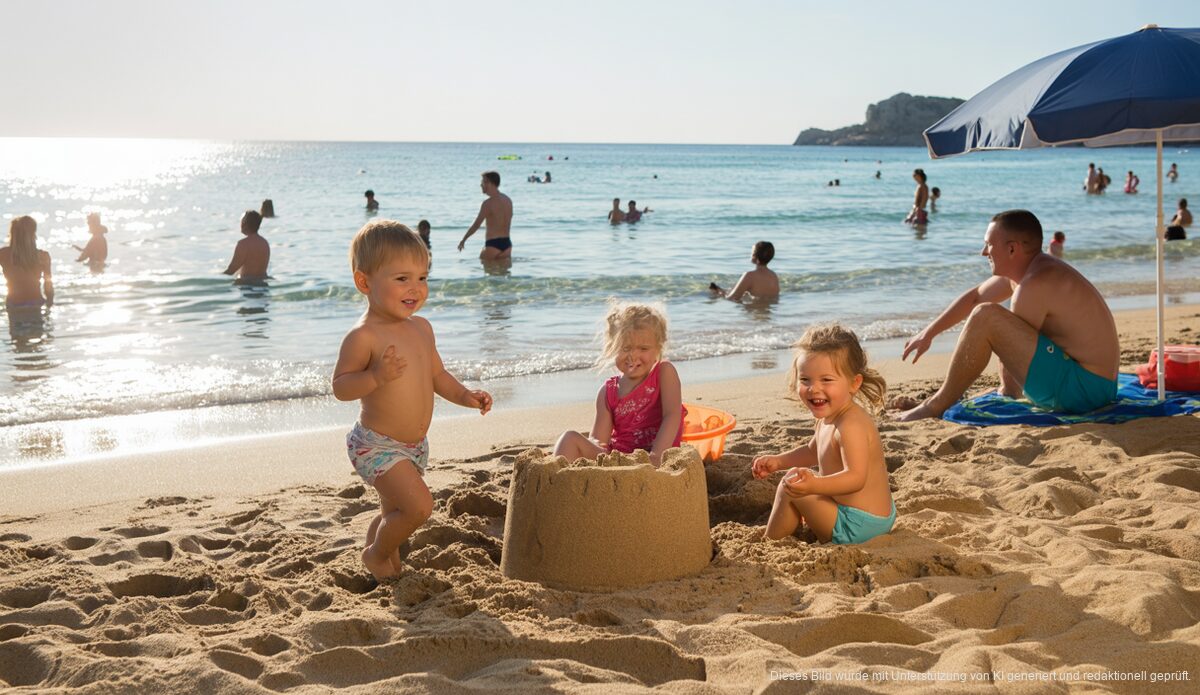 Perfektes Sommerwetter in Santa Ponsa: Sonnenschein und milde Temperaturen Perfektes Sommerwetter mit Sonnenschein am Strand von Santa Ponsa