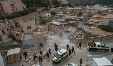 Polizeioperation in Son Banya: Abriss illegaler Strukturen in Palma.