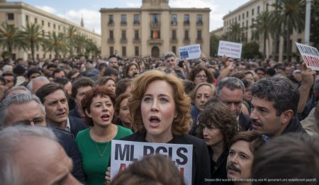 Politischer Protest vor einem Gericht in Palma de Mallorca