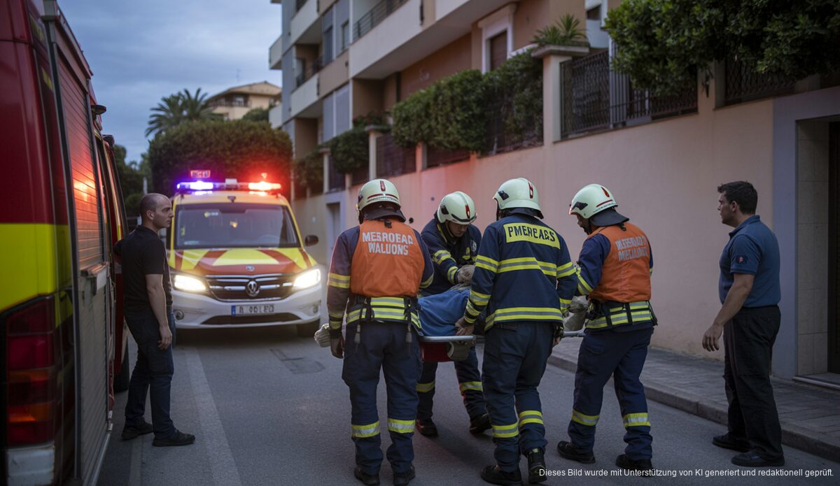 Gasunfall in Palma: Vier junge Menschen schwer verletzt Rescue operations during a gas leak in Palma de Mallorca housing unit