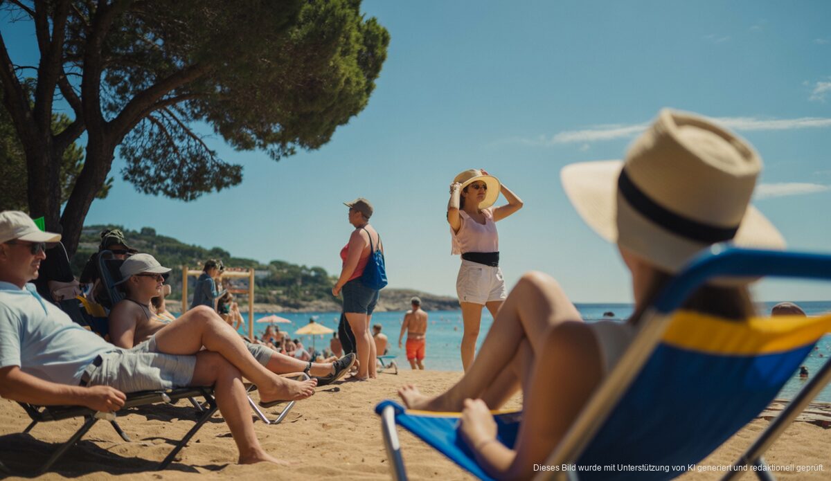 Hitzewelle und Sonnenschein in Santa Ponsa versprechen einen klaren Himmel Strahlend blauer Himmel an einem sonnigen Tag in Santa Ponsa