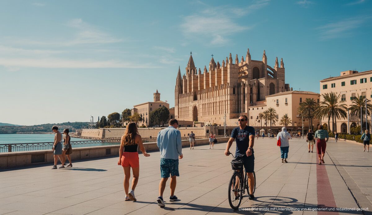 Sonntag in Palma: Anhaltender Sonnenschein mit hohen Temperaturen Sonniges Wetter in Palma de Mallorca mit Blick auf die Kathedrale
