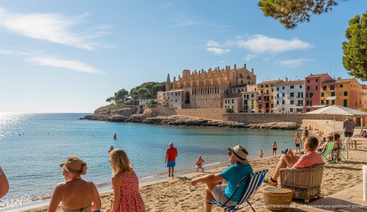 Strahlender Sommertag in Santanyí: Perfektes Wetter erwartet Ein sonniger Tag in Santanyí, Mallorca, mit blauen Himmel und einladenden Stränden.