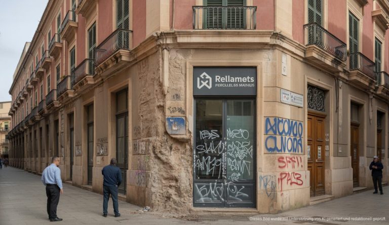 Vandalenanschläge auf ein Immobilienbüro in Palma de Mallorca.