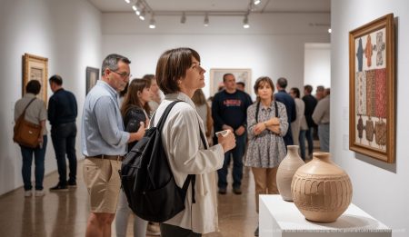 ‚A media lumbre‘ bringt innovative Kunst nach Palma Besucher bewundern Kunst in Es Baluard Museu, Palma de Mallorca