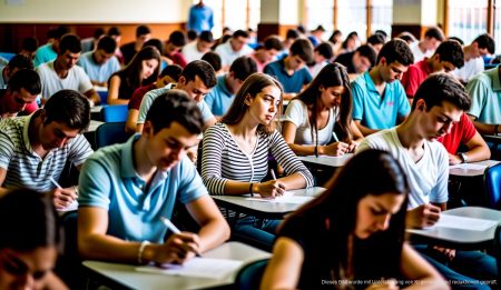 Studenten in einer Examenshalle auf den Balearen