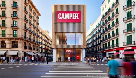 Camper übernimmt griechischen Sandalenhersteller und stärkt mediterrane Wurzeln Camper-Hauptsitz in Palma de Mallorca mit Logo an der Fassade