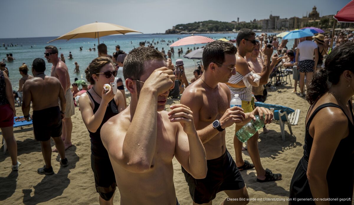 Hitzewelle auf Mallorca: Extreme Temperaturen am 12. Juli 2026 Ein belebter Strandtag auf Mallorca bei extremen Sommertemperaturen