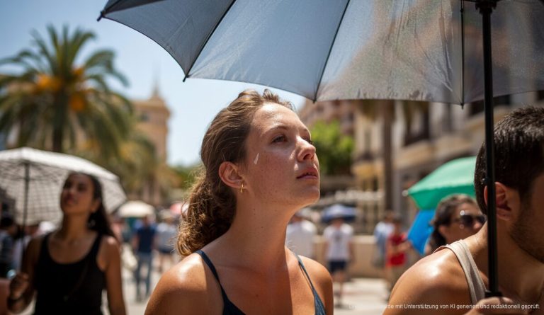 Extremwetterlage auf Mallorca: Menschen bei großer Hitze in Palma de Mallorca.