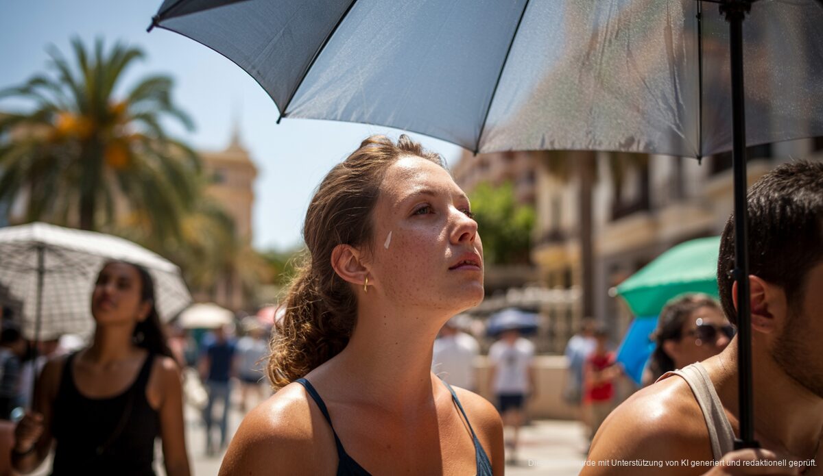 Extremwetterlage auf Mallorca: Menschen bei großer Hitze in Palma de Mallorca.