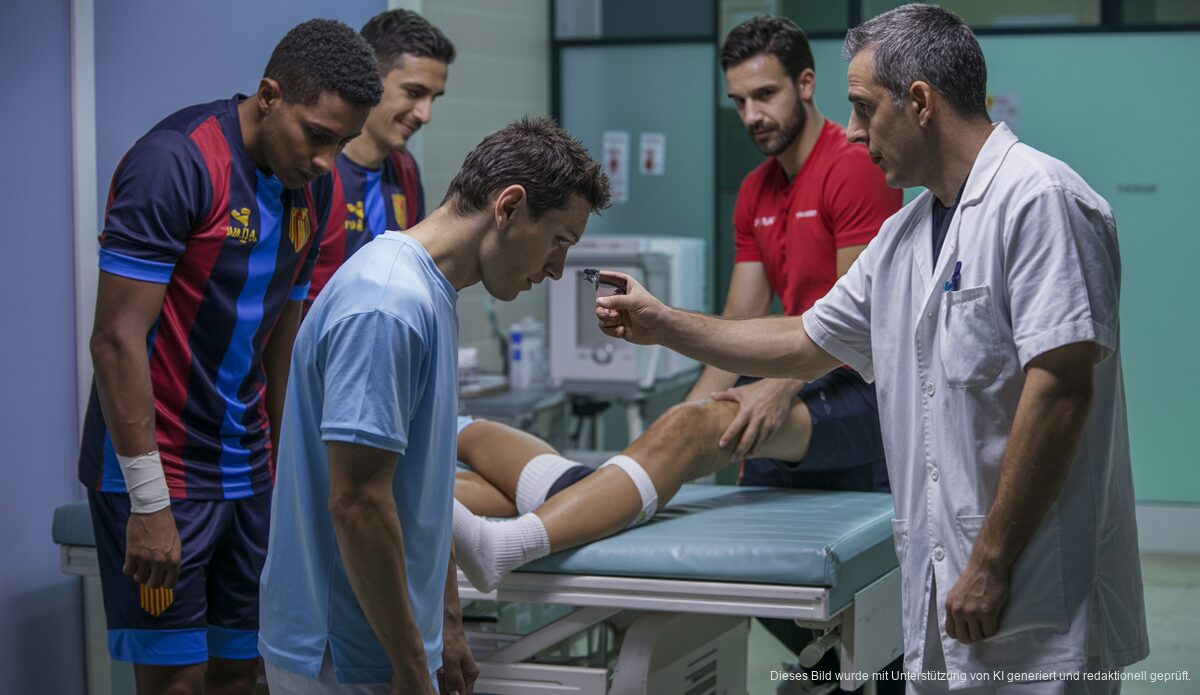 Spieler des Illes Balears Palma Futsal bei Gesundheitschecks im Hospital Quirónsalud Palmaplanas