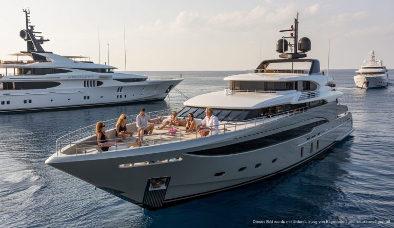Luxusurlaub auf Mallorca: Jennifer Aniston und Stars auf Superjachten Luxusyacht Rising Sun vor Mallorca mit Prominenten an Bord.