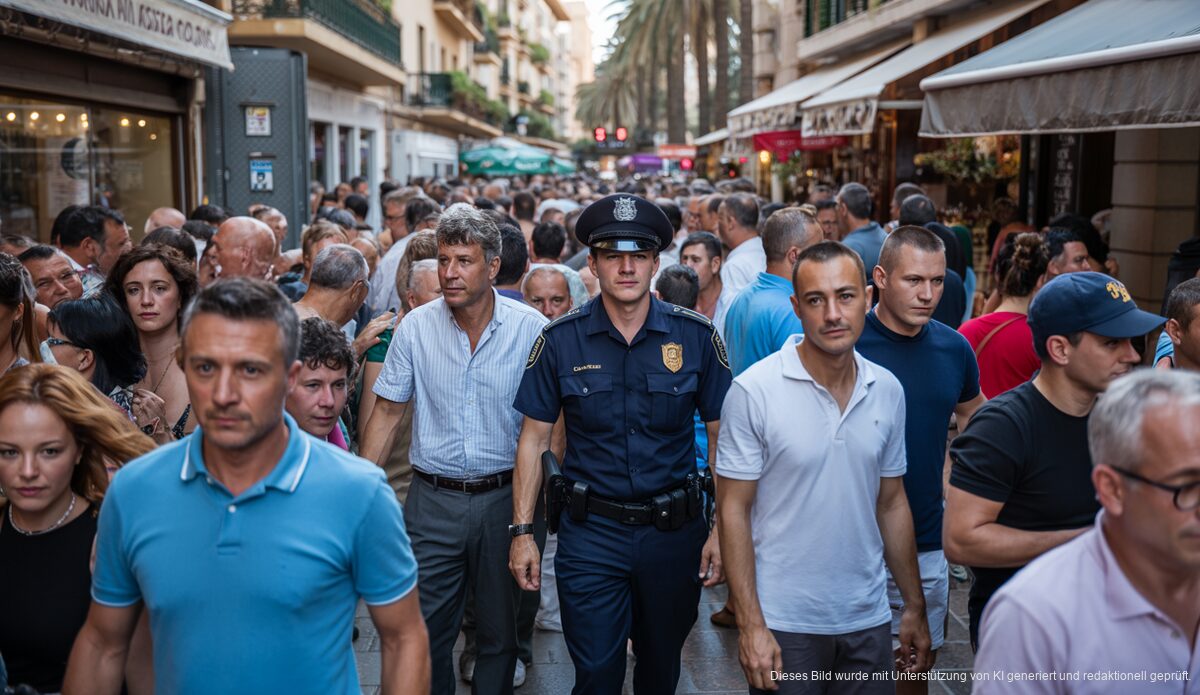 Wohnungsnot und soziale Herausforderungen auf Mallorca Straßenszene auf der Schinkenstraße in Palma de Mallorca, lebhafte Atmosphäre