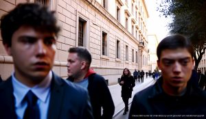 Milde Strafen für Täter im Folterprozess auf Mallorca Gerichtsgebäude in Palma de Mallorca mit Menschenmenge.