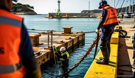 Ports von Mallorca investieren in Sicherheit von Hafeninfrastrukturen Wartungsarbeiten an Hafeninfrastruktur auf Mallorca von Ports de les Illes Balears