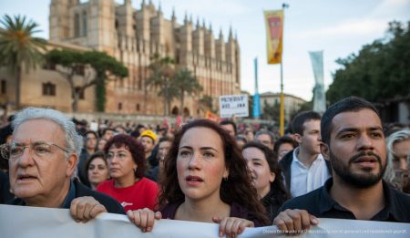 Proteste gegen Massentourismus auf Mallorca spalten die Meinungen Proteste gegen Massentourismus vor der Kathedrale in Palma de Mallorca