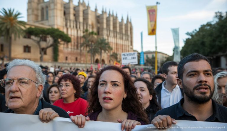 Proteste gegen Massentourismus auf Mallorca spalten die Meinungen Proteste gegen Massentourismus vor der Kathedrale in Palma de Mallorca