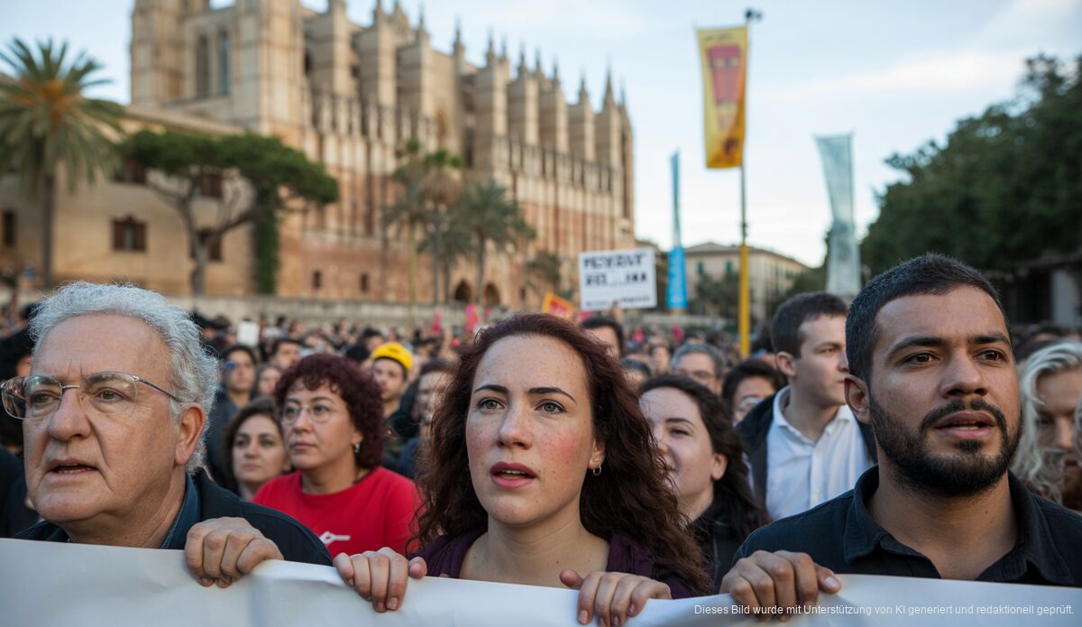 Proteste gegen Massentourismus auf Mallorca spalten die Meinungen Proteste gegen Massentourismus vor der Kathedrale in Palma de Mallorca