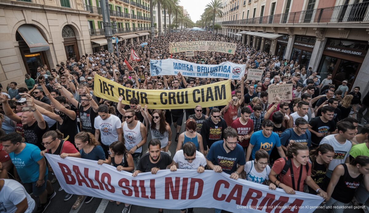 Proteste gegen touristische Überfüllung in Palma: 25.000 Teilnehmer Protest in Palma de Mallorca gegen touristische Überfüllung