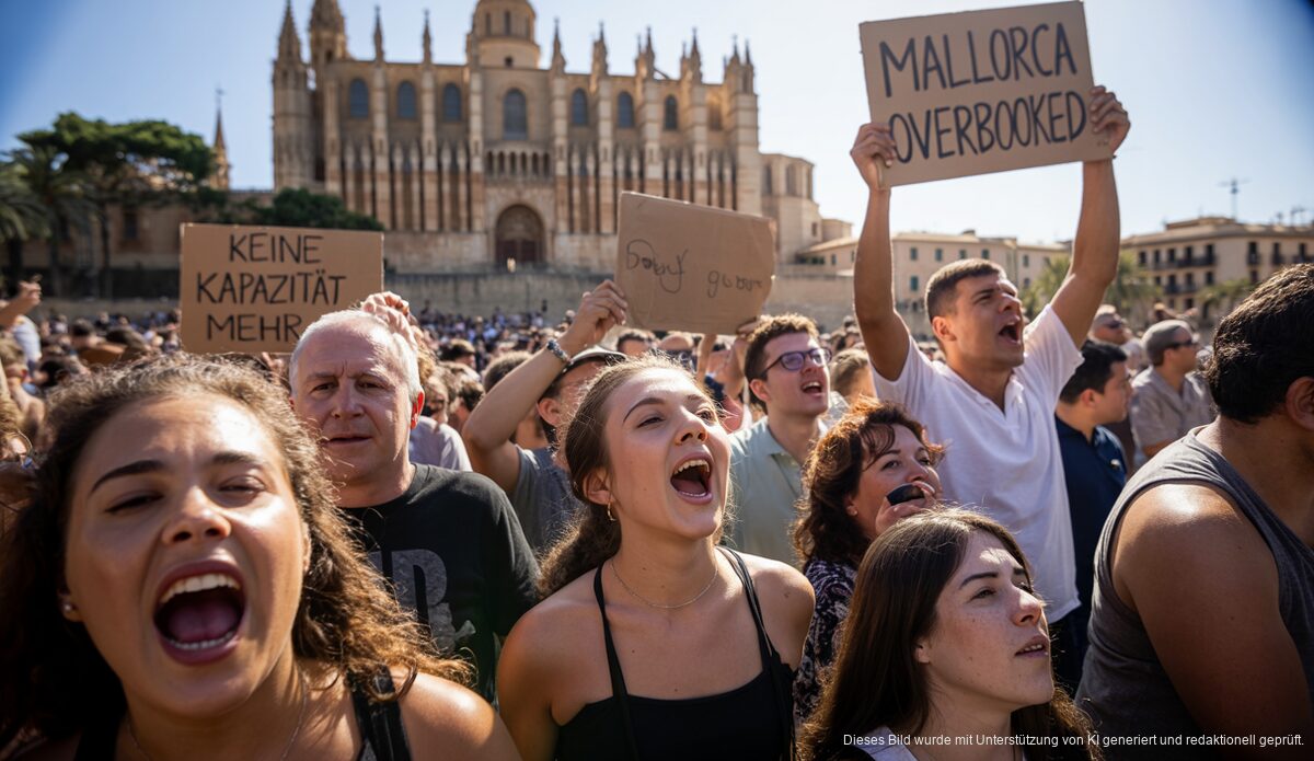 Proteste gegen Massentourismus vor der Kathedrale von Mallorca