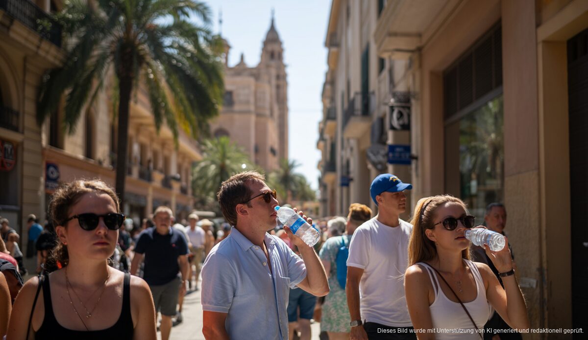Sommerhitze in Palma: Rekordtemperaturen und Sonne pur Hitze in Palma de Mallorca mit Menschen in Sommerkleidung auf der Straße