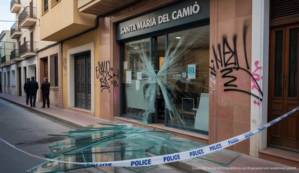 Aktivistinnen vandalisierten Immobilienbüros auf Mallorca Bild von vandalisiertem Immobilienbüro auf Mallorca