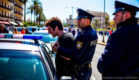 Ein junger Mann wird in Palma de Mallorca wegen rücksichtsloser Fahrweise von der Polizei festgenommen.