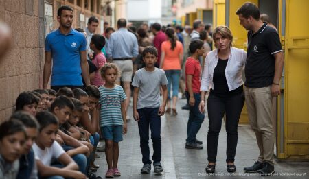 Baleares fordert effiziente Lösungen für minderjährige Migranten Migrantenzentrum auf den Balearen mit Kindern und Sozialarbeitern bei der Diskussion über Familienzusammenführung