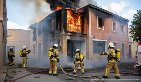 Gewaltsames Feuer in Can Picafort: Laden in Flammen Feuerwehreinsatz bei Brand in Can Picafort, Mallorca