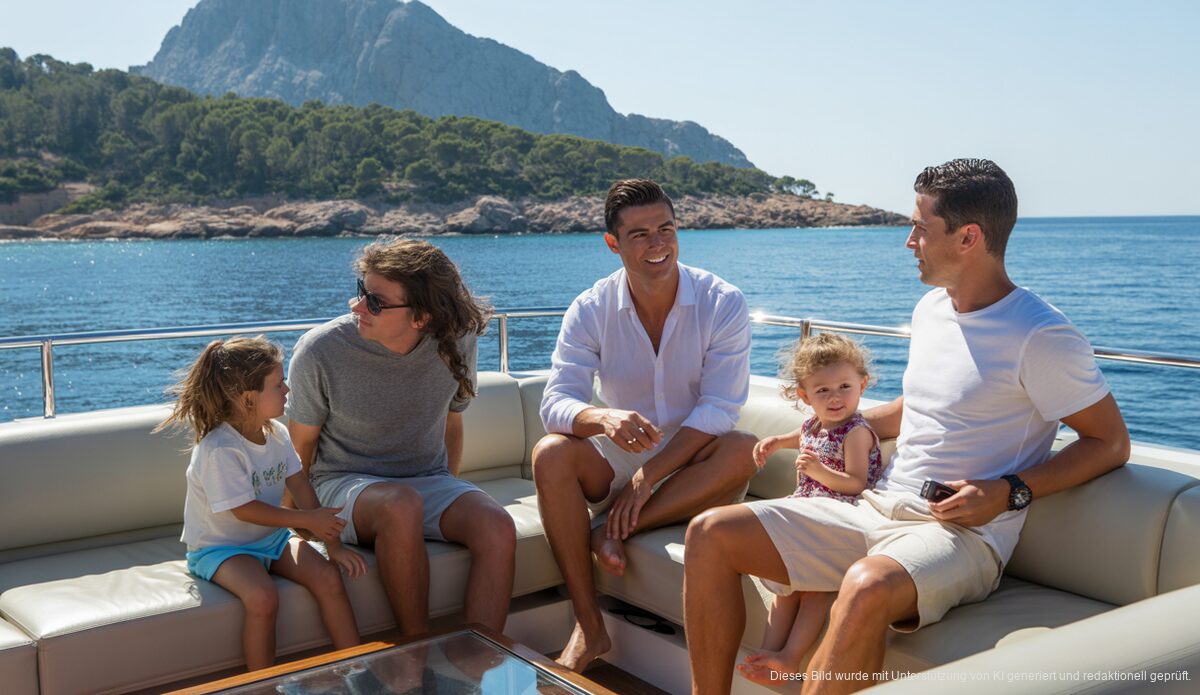 Cristiano Ronaldo genießt Sommerurlaub auf Mallorca Cristiano Ronaldo entspannt auf seiner Yacht nahe Mallorca.