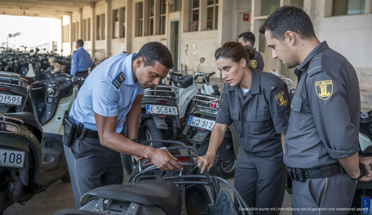 Mopeds in verlassener Fabrik für Senegal geplant Guardia Civil untersucht gestohlene Mopeds in verlassener Fabrik