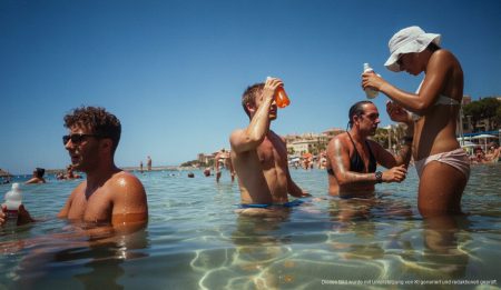 Hochsommerliche Temperaturen auf Mallorca: Ein intensiver Sonnentag Sommerlicher Tag am Strand von Mallorca mit klarem Himmel