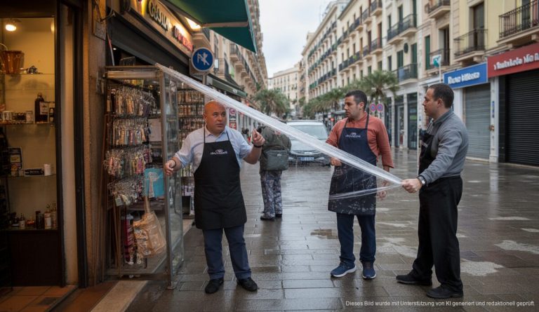 Inselregierung stellt Schutzleitfaden für Geschäfte bei Unwettern vor Geschäft in Palma de Mallorca bereitet sich auf Unwetter vor