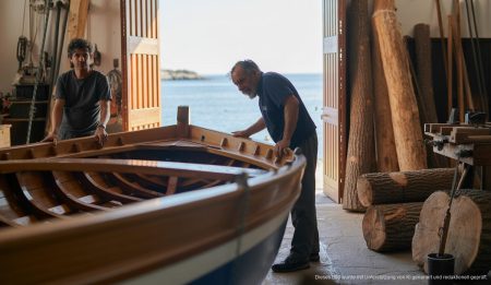 Mallorcas Meister des Schiffbaus: Tradition trifft Moderne Sebastià Vidal beim Arbeiten an einem traditionellen Llaüt in der Werft Barques de Fusta, Mallorca