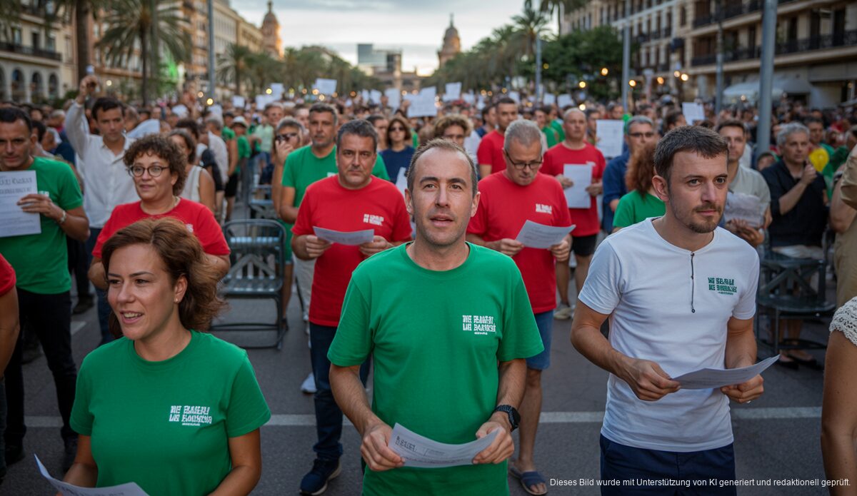 Palma de Mallorca: Menschenkette gegen Massentourismus geplant Protestierende in einer Menschenkette in Palma de Mallorca