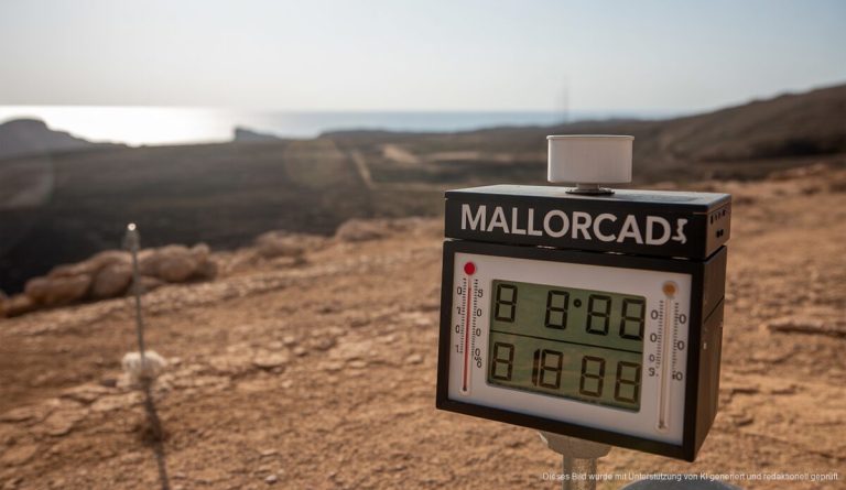 Rekordhitze und Meerestemperaturen auf Mallorca im Juli Rekordhitze in Mallorca mit einer Wetterstation und hohem Thermometerstand