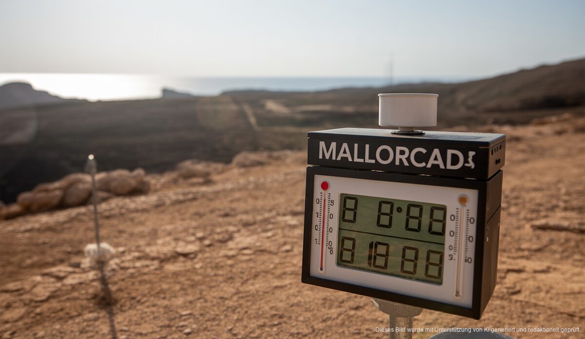 Rekordhitze und Meerestemperaturen auf Mallorca im Juli Rekordhitze in Mallorca mit einer Wetterstation und hohem Thermometerstand