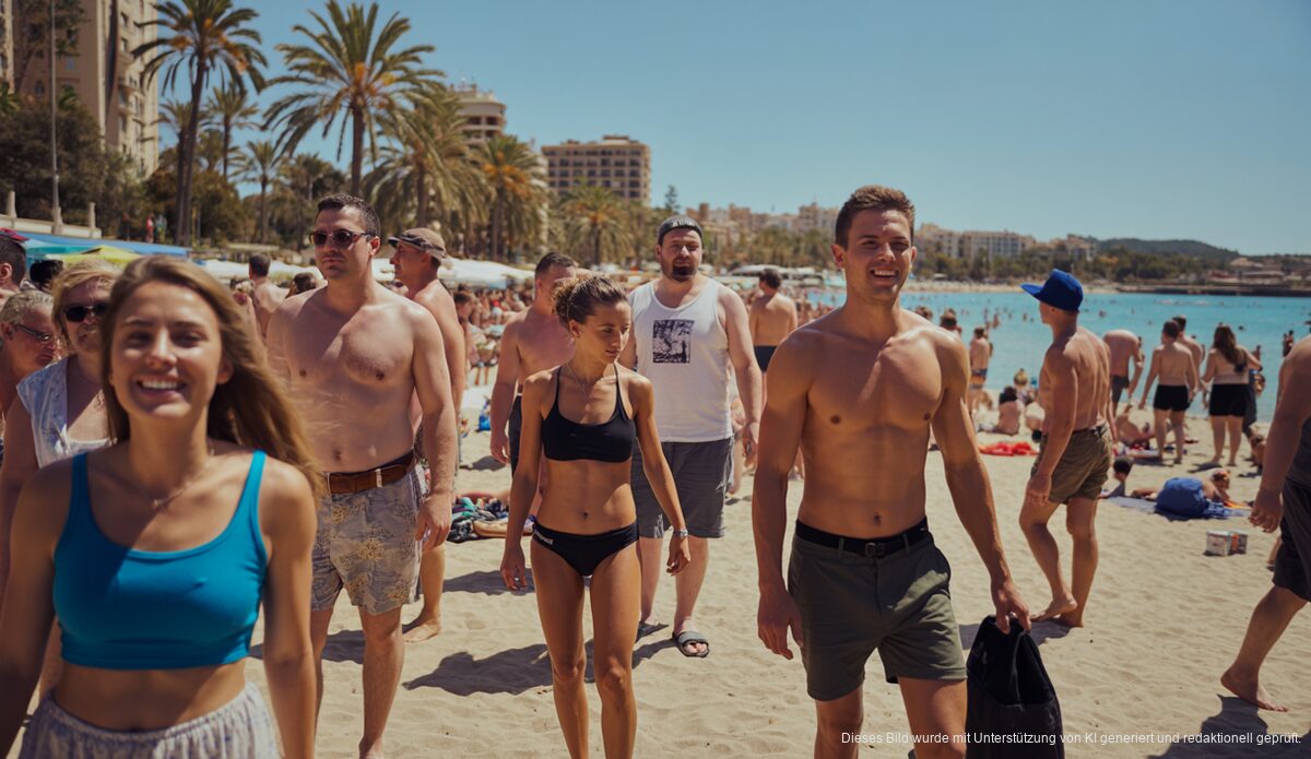 Sommerhitze auf Mallorca: Wetterprognosen für Urlaubsziele Palma de Mallorca Strand mit Sommerwetter